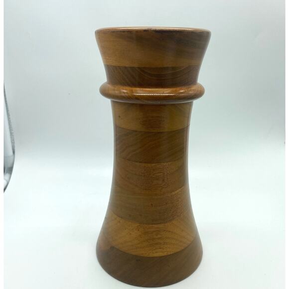 Solid Walnut Candle holder Wood Decor MCM  8 inch chunky‎ - Picture 3 of 4